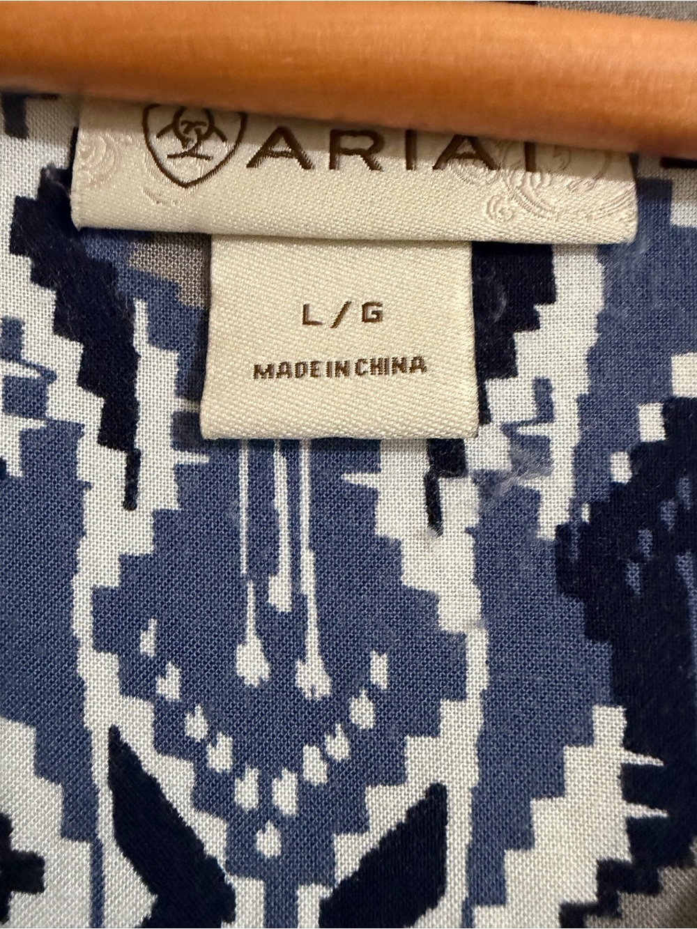 Ariat Blue Southwestern Aztec Print Rayon Tunic Dress Large Boho Western - Picture 3 of 8